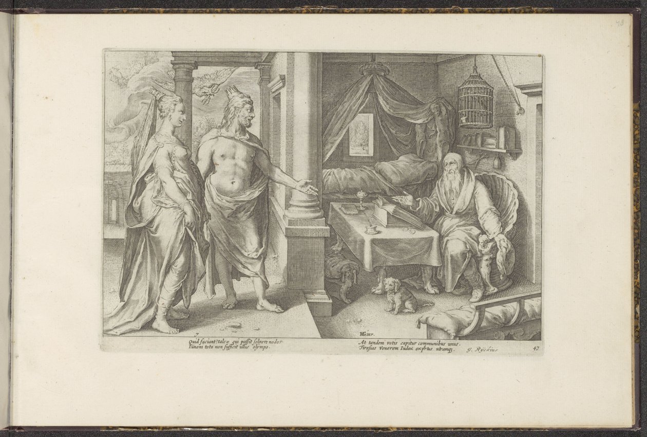Junon et Jupiter consultent Tirésias - Hendrick Goltzius (workshop of)