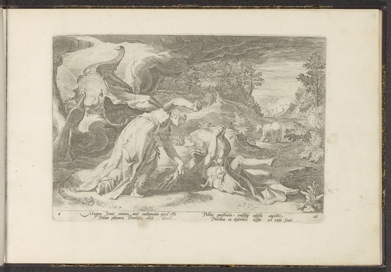 Junon transforme Callisto en ours - Hendrick Goltzius (workshop of)