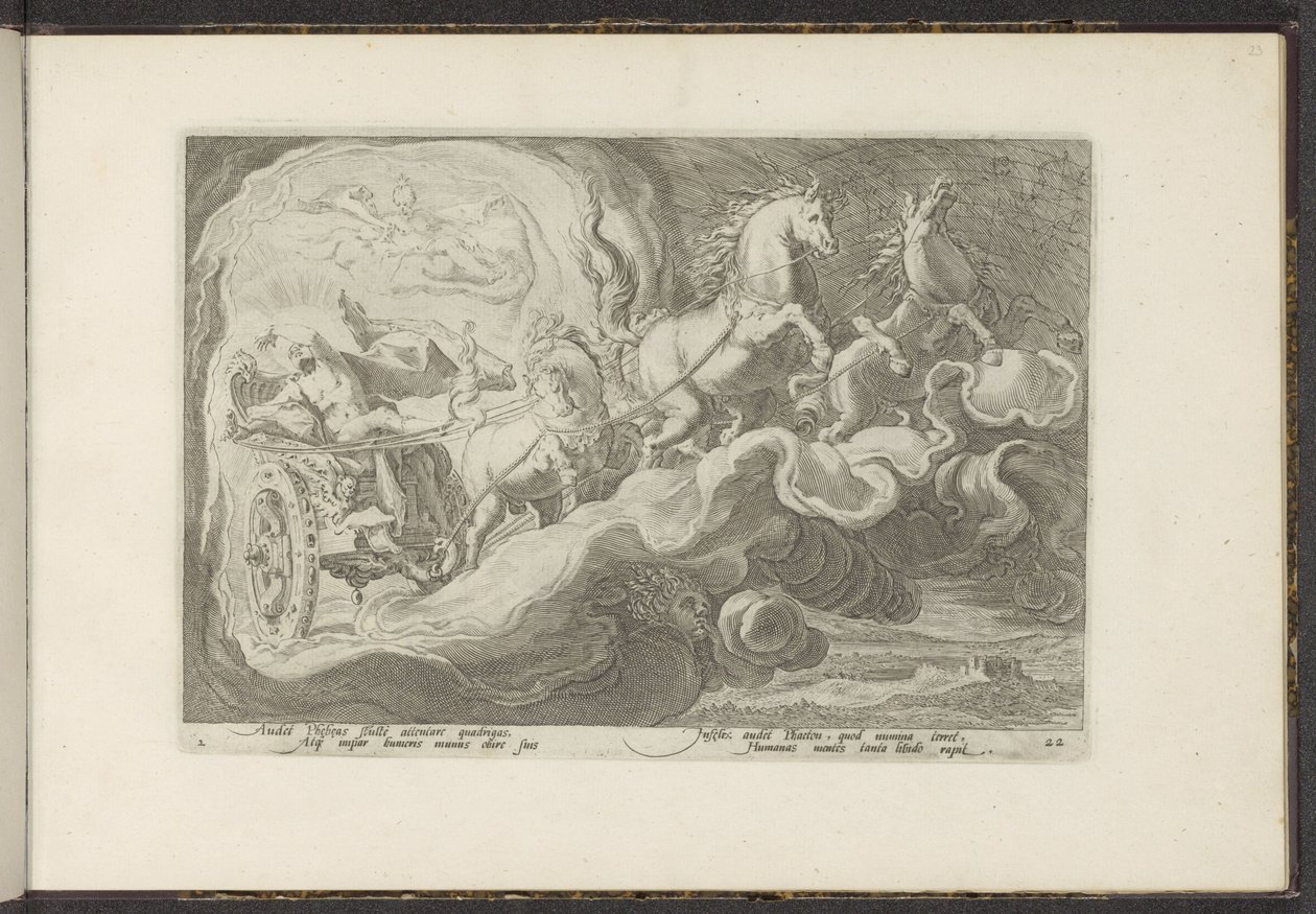 Phaéton chevauche le char de son père - Hendrick Goltzius (workshop of)