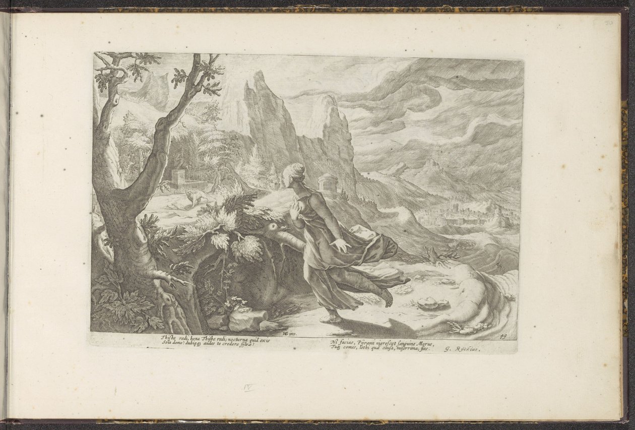 Thisbé fuit devant un lion - Hendrick Goltzius (workshop of)