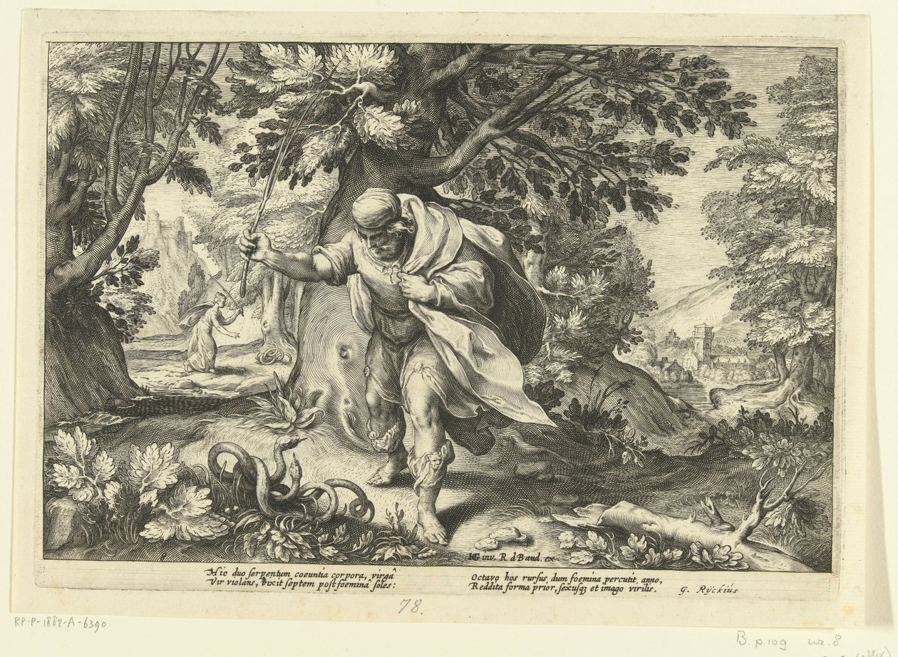 Tirésias frappe deux serpents accouplés (Les Métamorphoses d