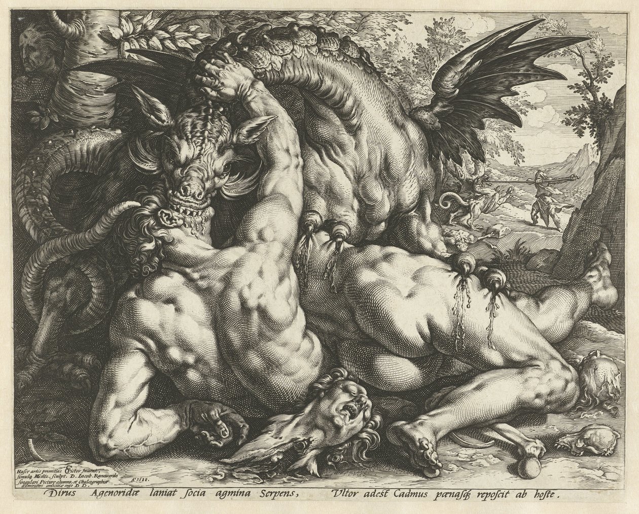Un dragon dévorant les compagnons de Cadmus - Hendrick Goltzius