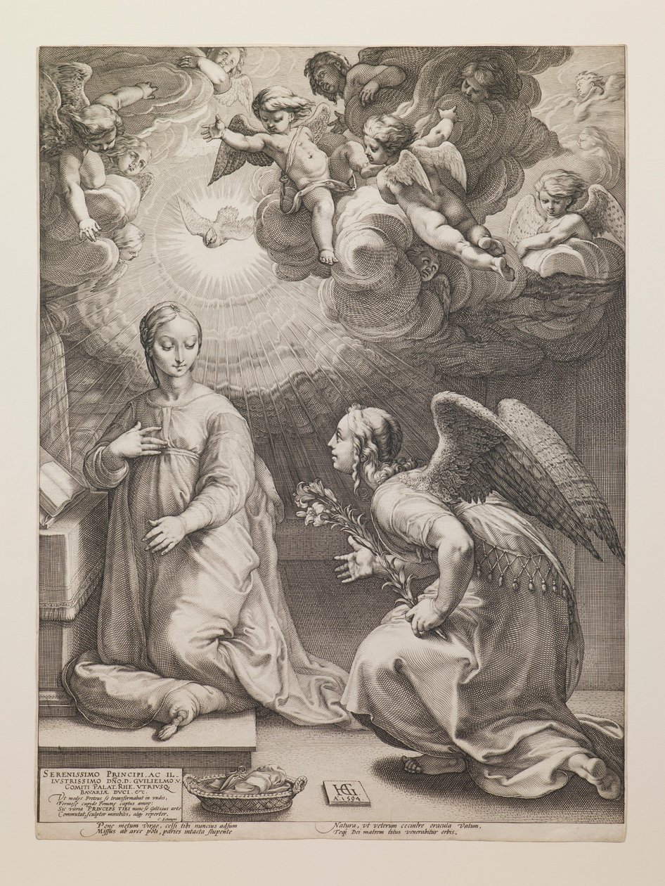 Annonciation, de la série «La Vie de la Vierge» - Hendrick Goltzius