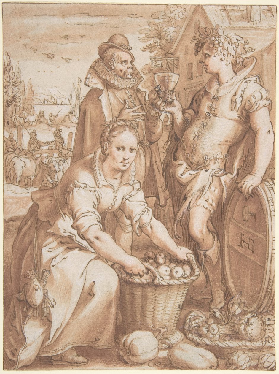 Automne ; Étude pour une gravure - Hendrick Goltzius