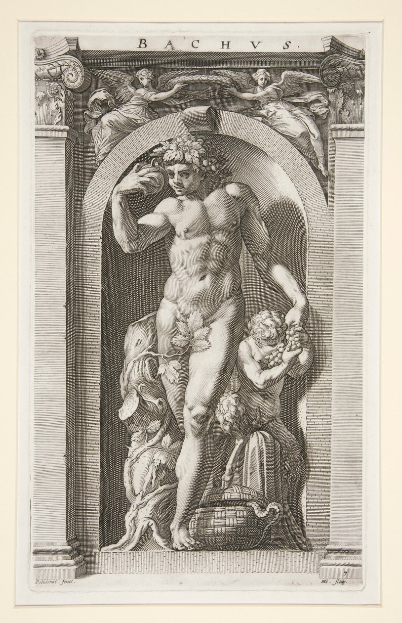 Bacchus, #7 dans une série de Huit Dieux Antiques - Hendrick Goltzius