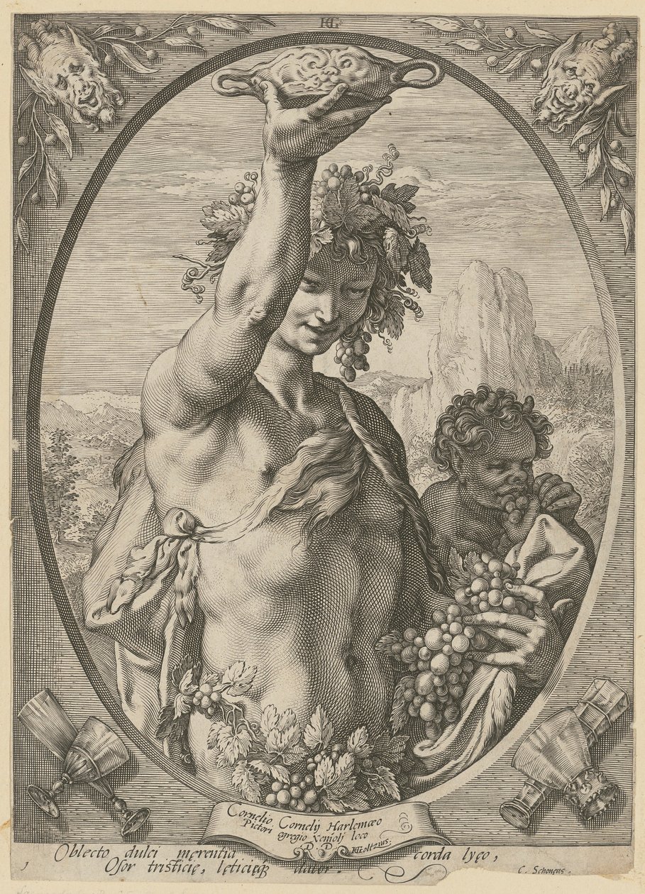 Bacchus, feuille n° 1 de la série « Bacchus, Vénus et Cérès » - Hendrick Goltzius