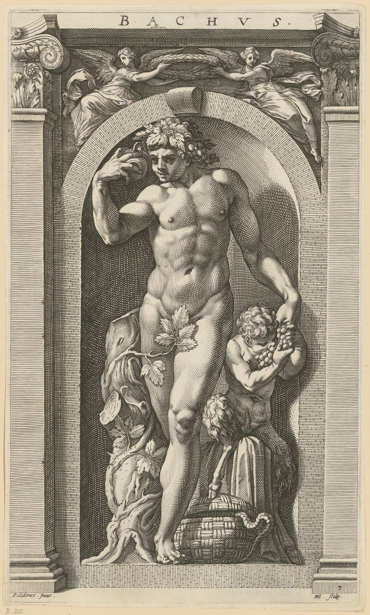 Bacchus, feuille 7 de la série « Huit divinités antiques » - Hendrick Goltzius