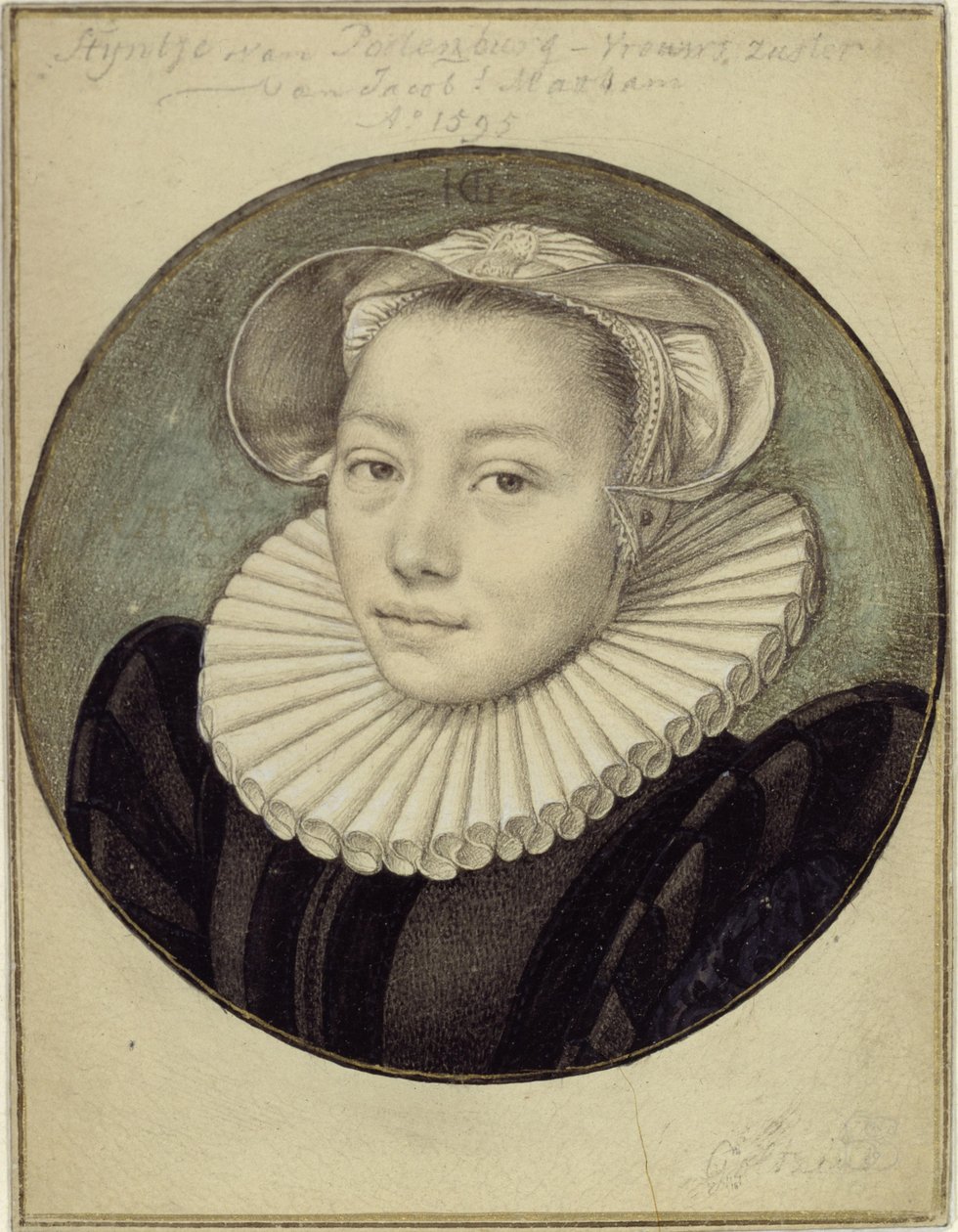 Portrait en buste de Styntje van Poelenburg-Vrouws, la sœur de Jacob Matham - Hendrick Goltzius