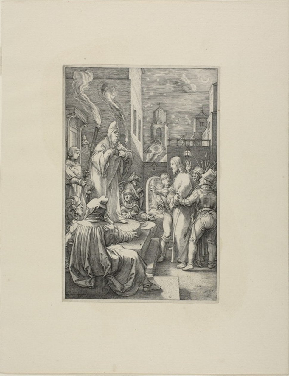 Christ devant Caïphe, planche quatre de La Passion du Christ - Hendrick Goltzius