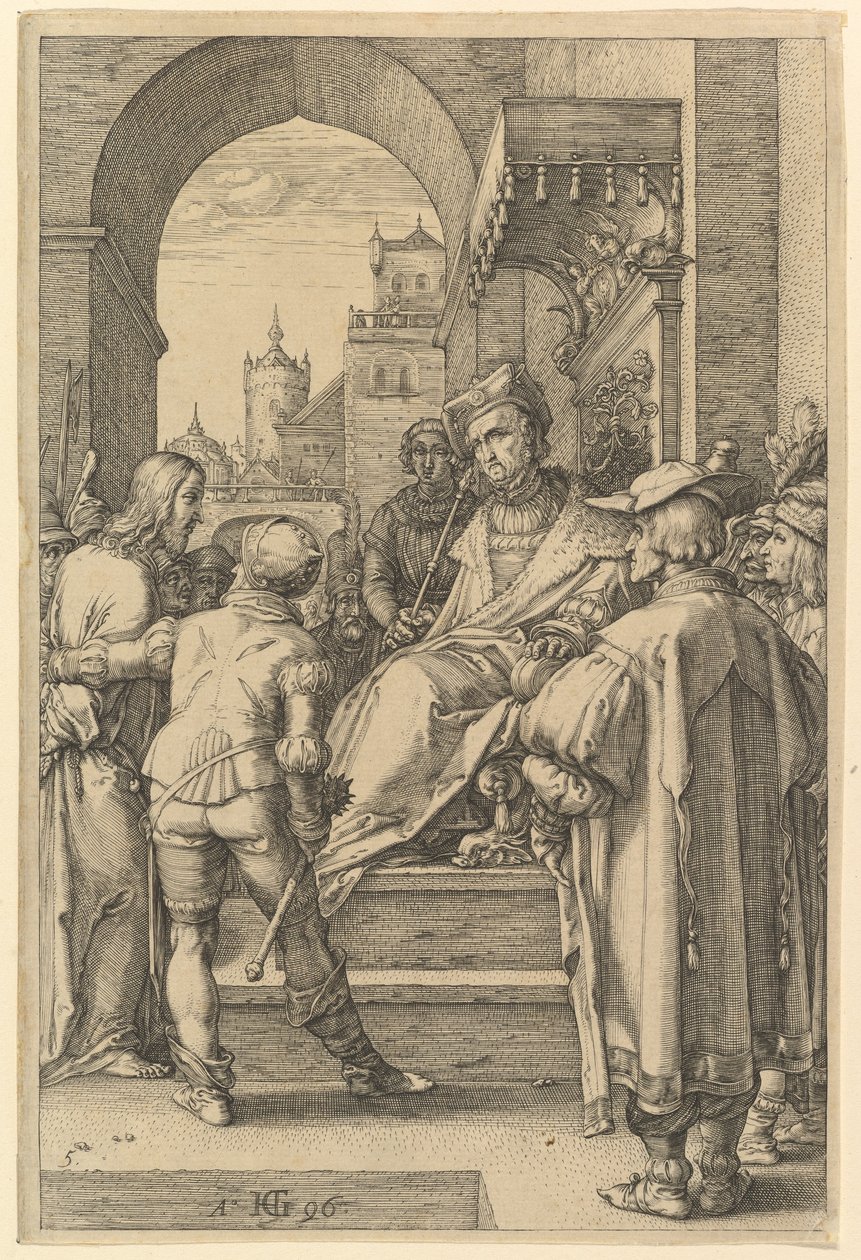 Le Christ devant Pilate, tiré de « La Passion du Christ » - Hendrick Goltzius