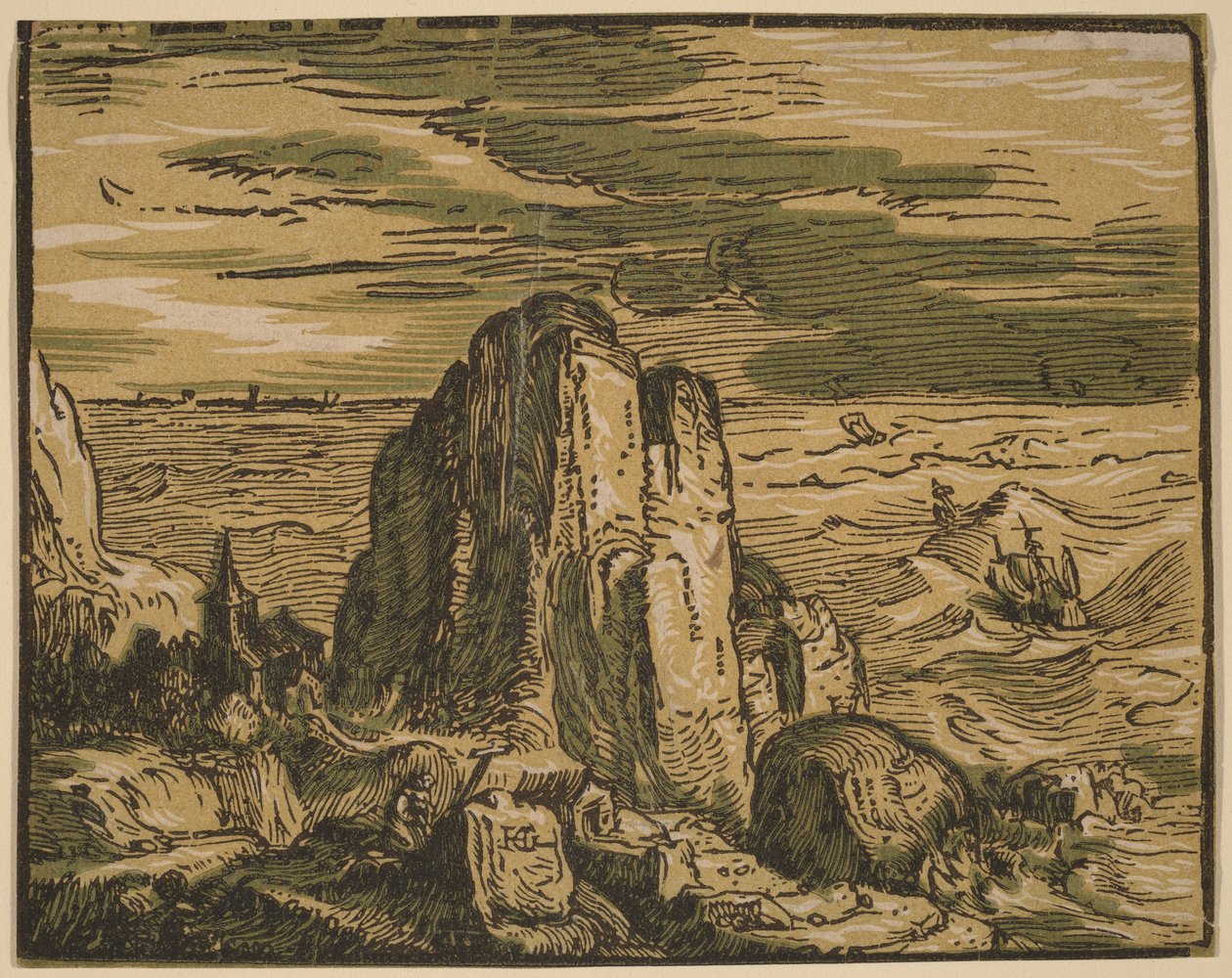 Falaise sur un rivage marin - Hendrick Goltzius