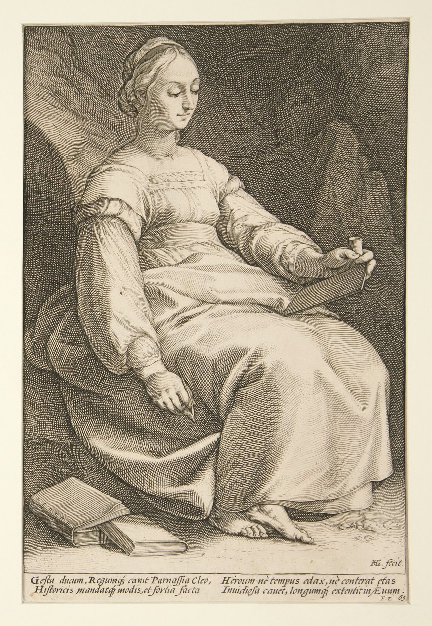 Clio, planche n° 4 de la série « Les neuf muses » - Hendrick Goltzius