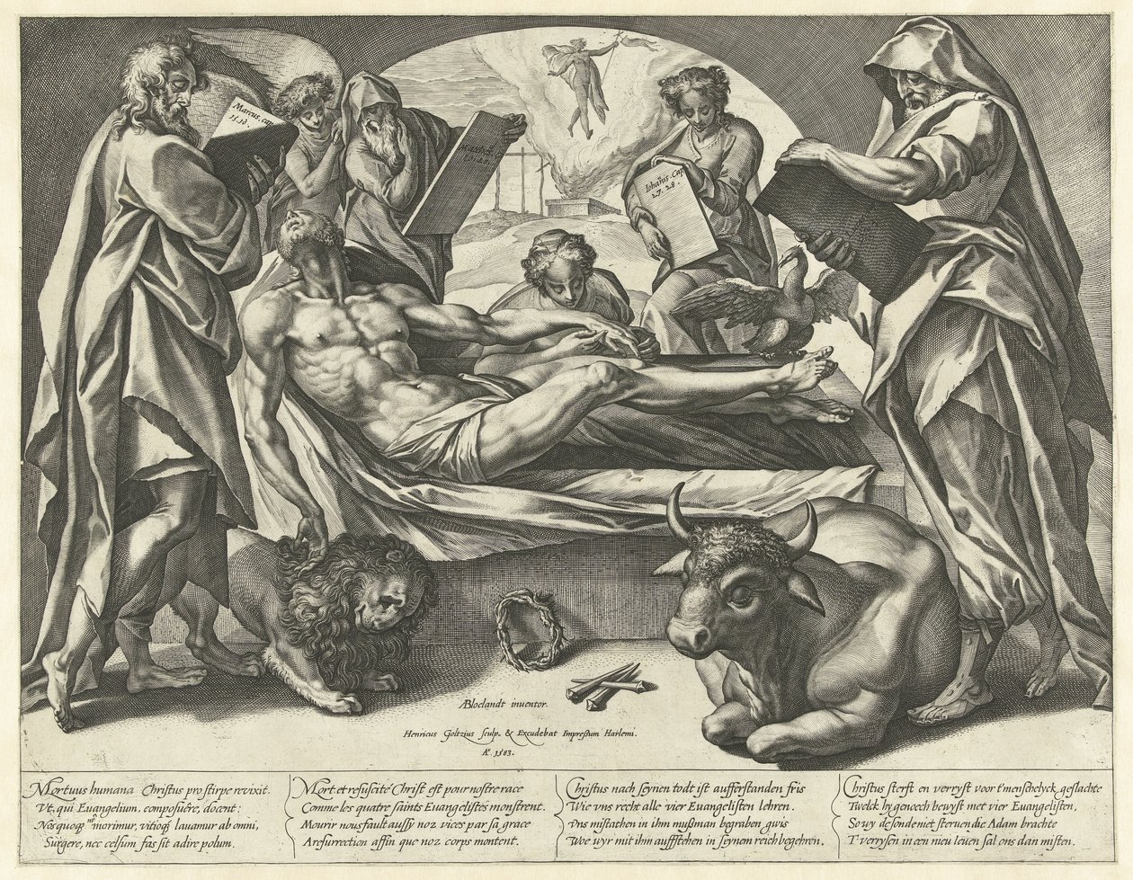 Le Christ mort et les quatre évangélistes - Hendrick Goltzius