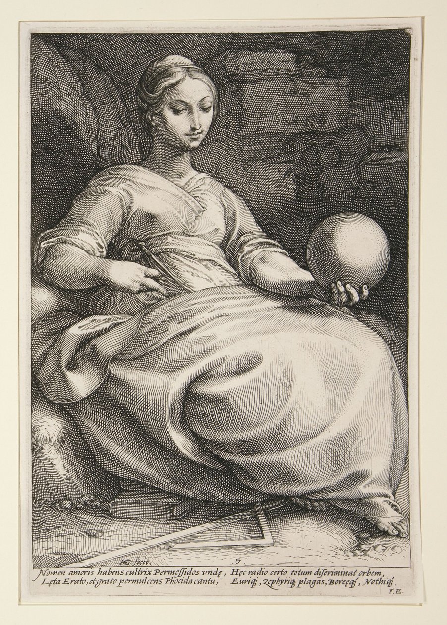 Érato, planche 7 de la série Les Neuf Muses - Hendrick Goltzius