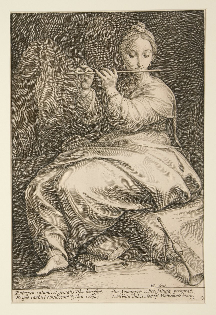 Euterpe, planche n° 6 de la série « Les neuf muses » - Hendrick Goltzius