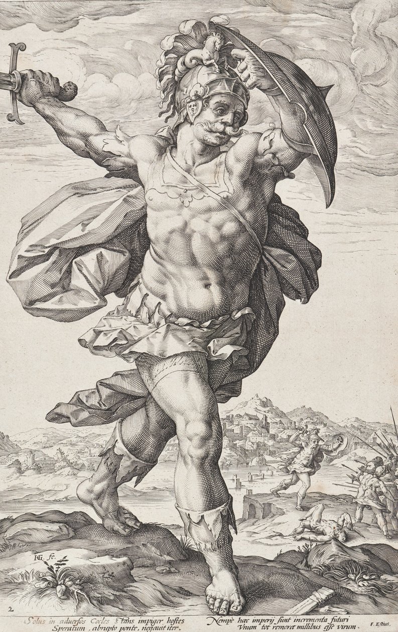 Horatius Coclès (Héros romains, planche 2) - Hendrick Goltzius