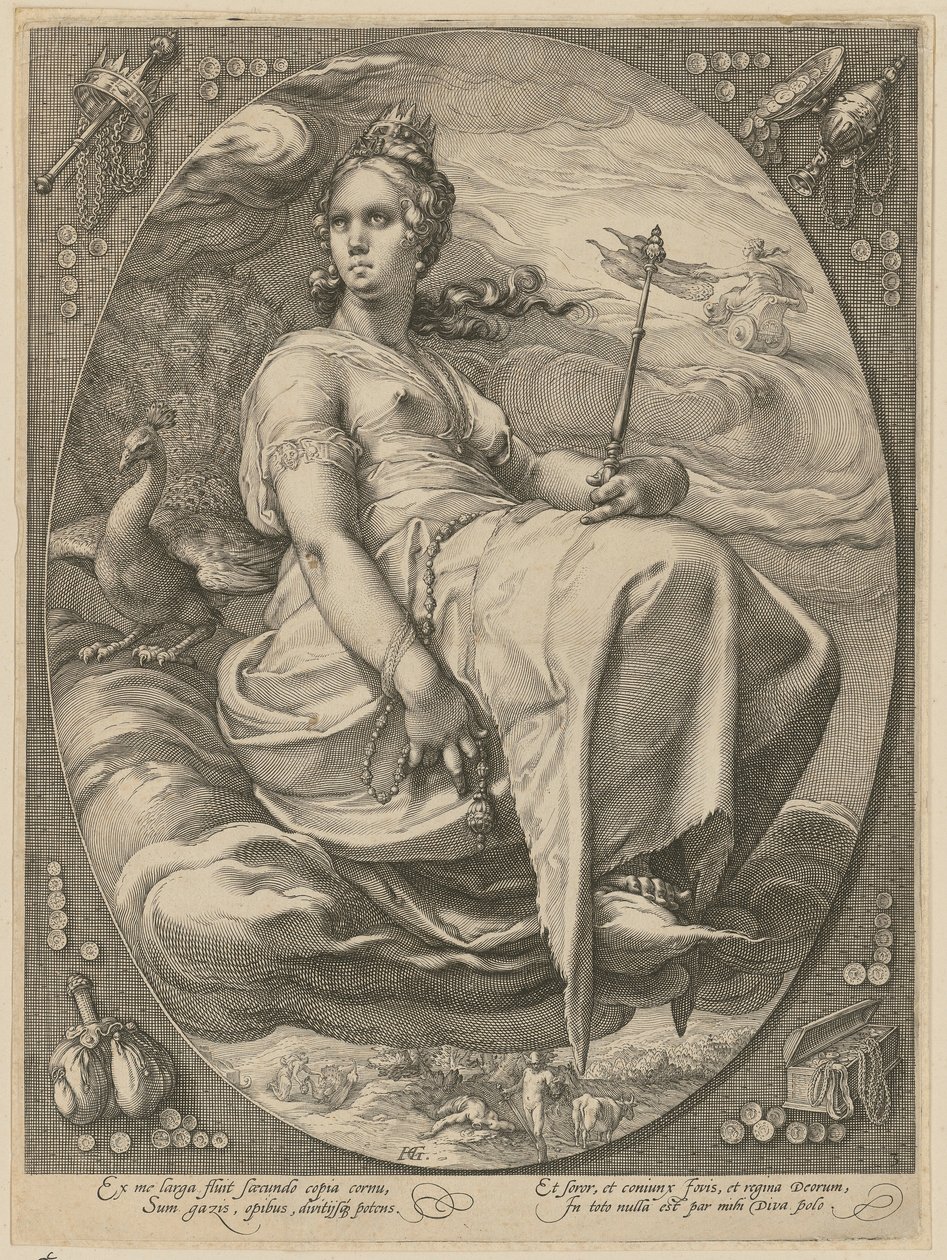 Juno, planche 3 de la série « Les trois déesses » - Hendrick Goltzius