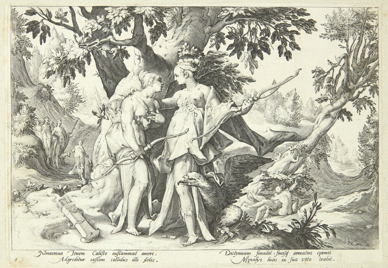 Jupiter déguisé en Diane séduit Callisto - Hendrick Goltzius