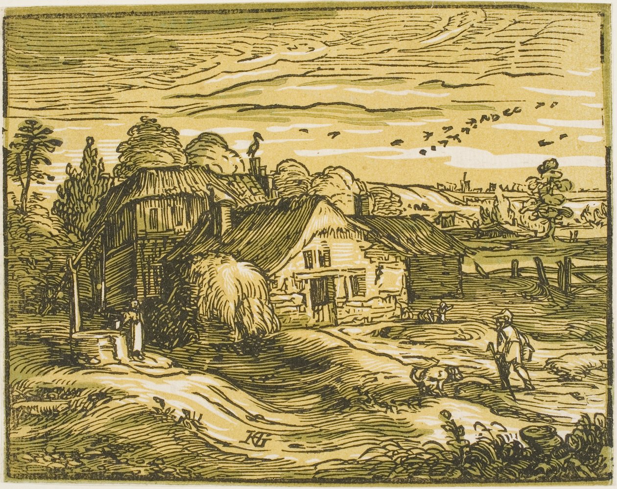 Paysage avec une ferme, de Quatre petits paysages - Hendrick Goltzius