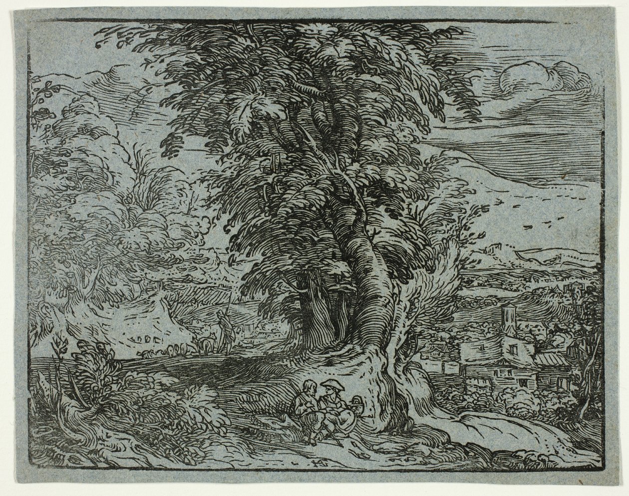 Paysage avec un couple de bergers, de Quatre petits paysages - Hendrick Goltzius