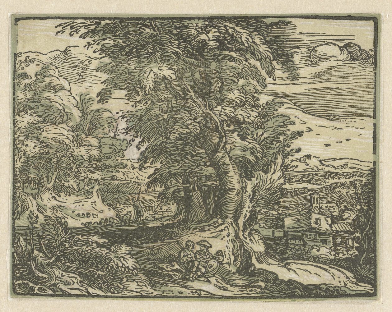 Paysage avec couple assis - Hendrick Goltzius