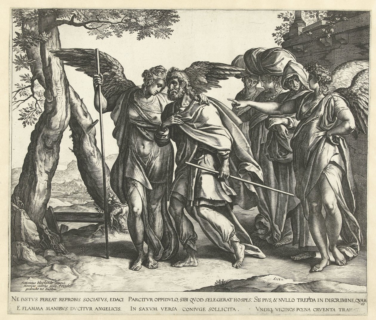 Lot fuyant Sodome avec sa femme et ses filles - Hendrick Goltzius