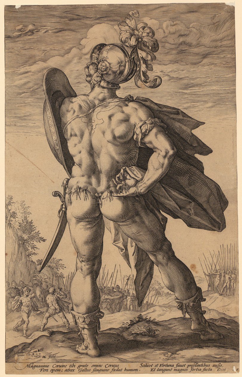 Marcus Valerius Corvus, planche 6 de la série « Héros romains » - Hendrick Goltzius
