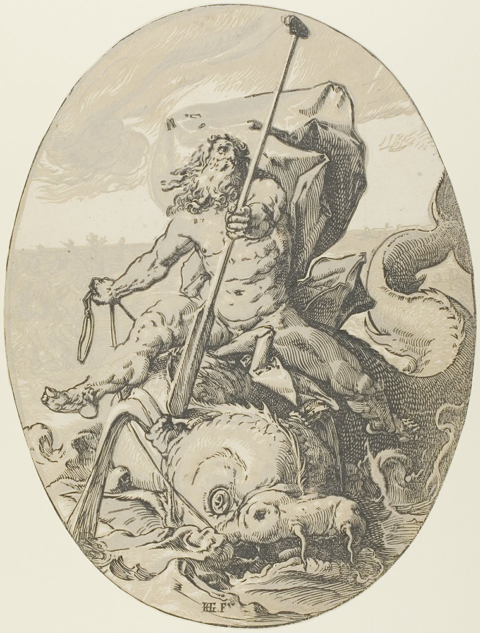 Oceanus, planche deux de Demogorgon et les divinités - Hendrick Goltzius