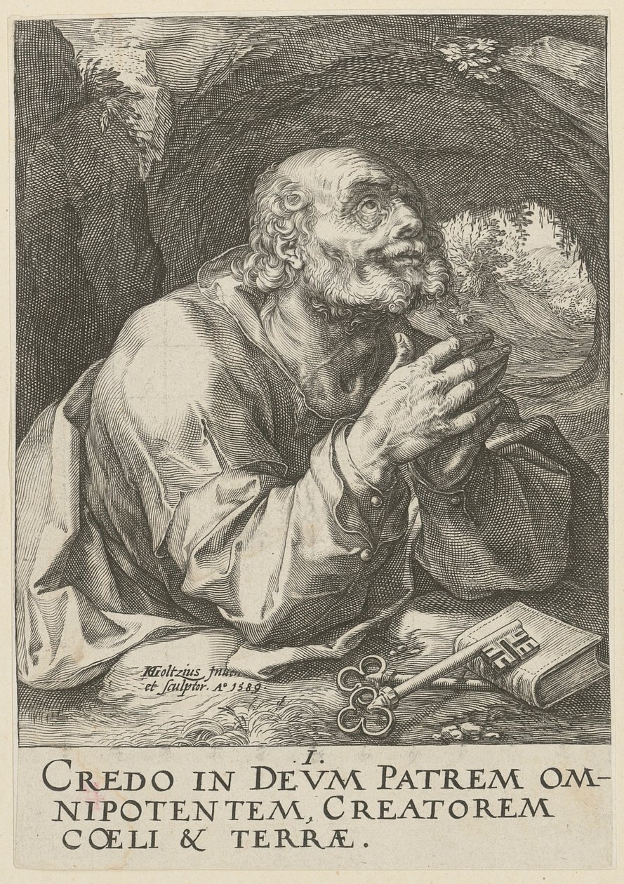 Pierre, feuille 1 de la série « Le Christ, les douze apôtres et Paul » - Hendrick Goltzius