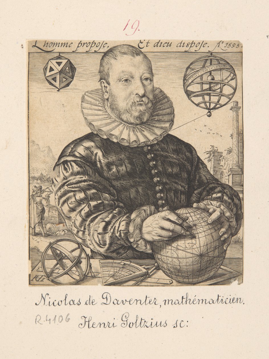 Portrait de Nicolaus Petri Daventriensis, en réalité Claes Pietersz van Deventer, vers 1540-1602 - mathématicien et astronome - Hendrick Goltzius