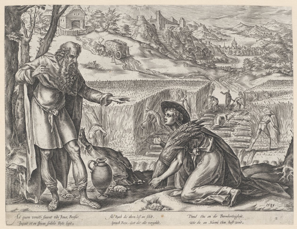 Ruth glanant dans le champ de Boaz (De geschiedenis van Ruth) - Hendrick Goltzius