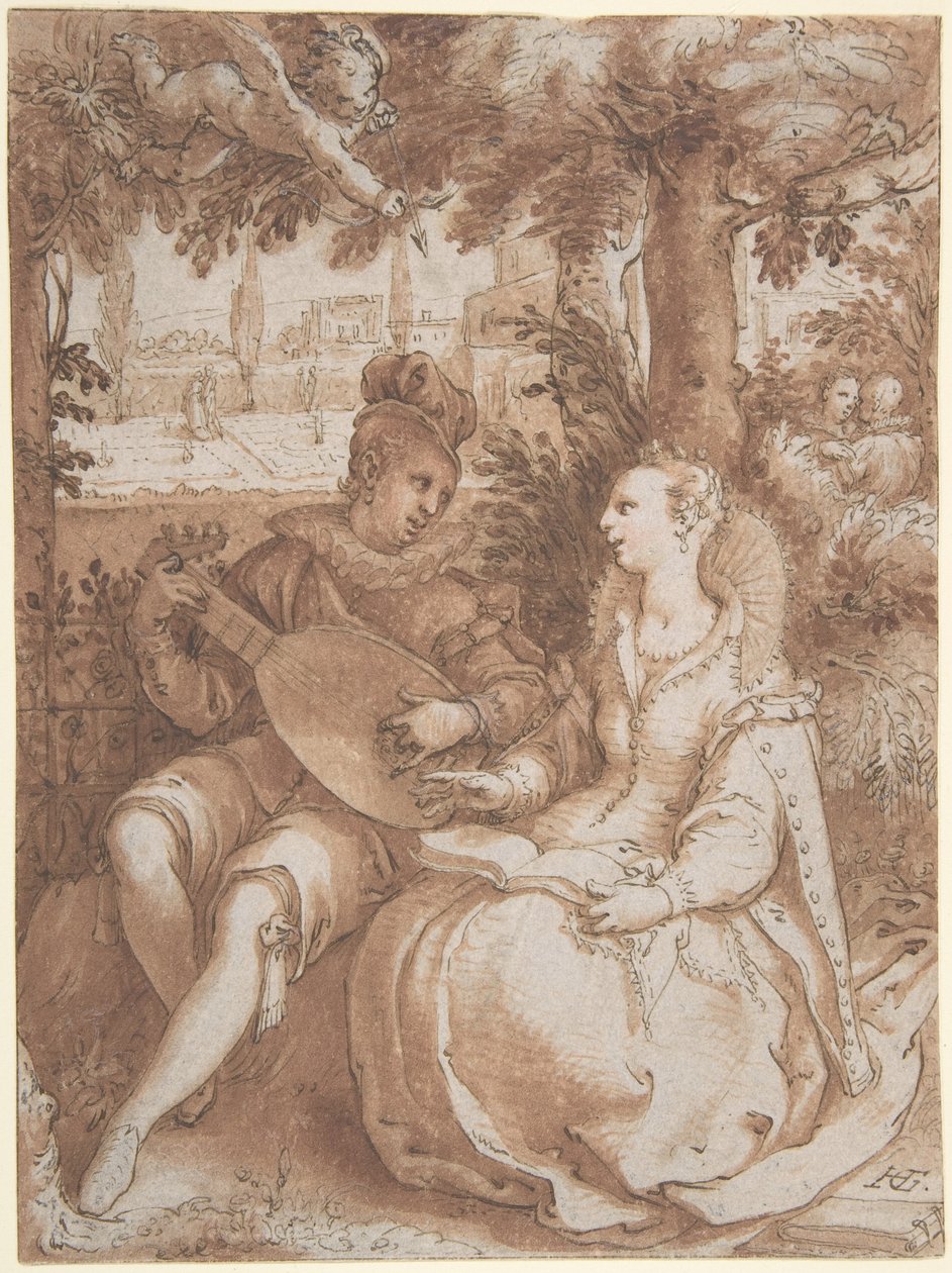 Le printemps, dessin destiné à une gravure sur le même sujet - Hendrick Goltzius