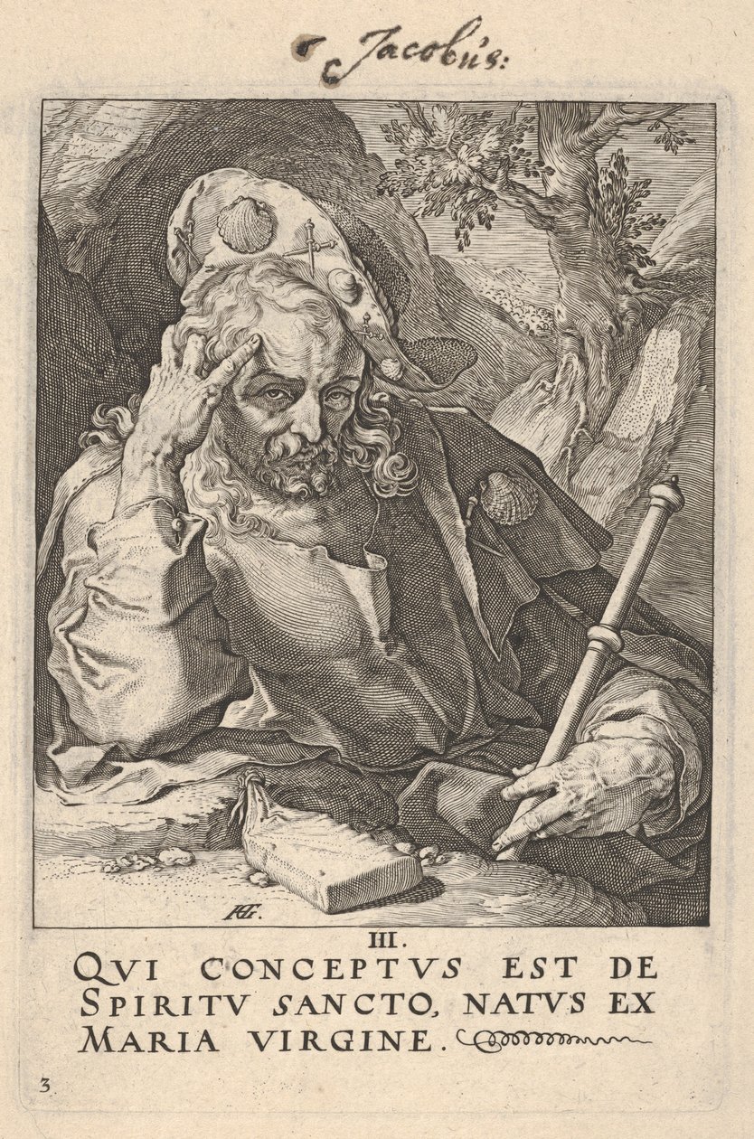 Saint Jacques le Majeur, tiré de « Le Christ, les apôtres et saint Paul avec le Credo » - Hendrick Goltzius