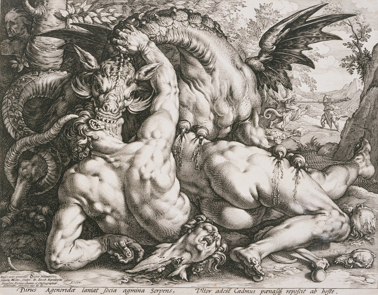 Le dragon dévorant les compagnons de Cadmos - Hendrick Goltzius