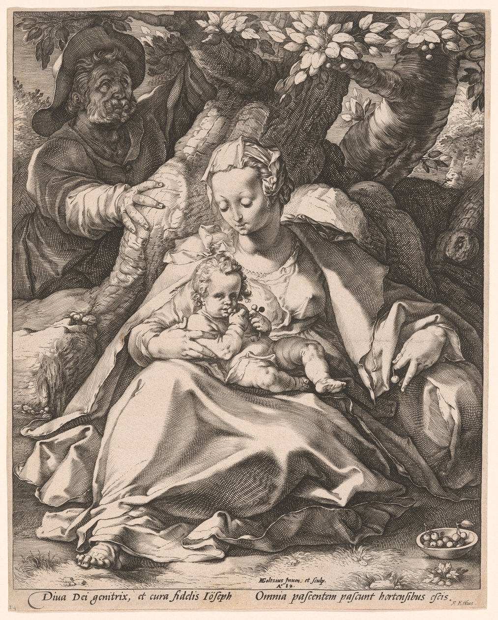 La Sainte Famille sous un cerisier - Hendrick Goltzius