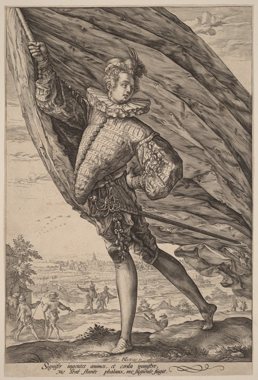 Le porte-drapeau, tourné vers la gauche - Hendrick Goltzius