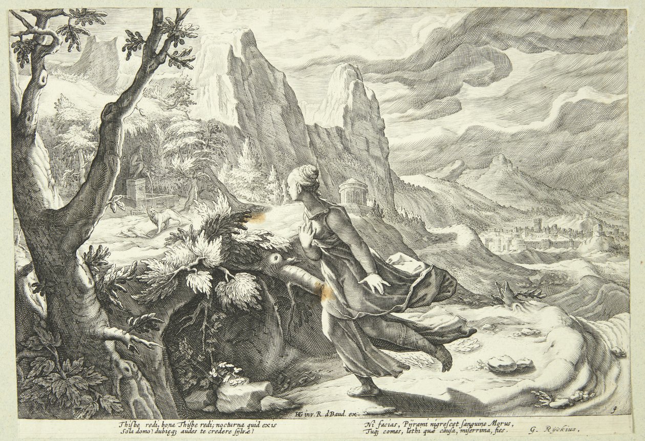 Thisbé effrayée par le lion - Hendrick Goltzius