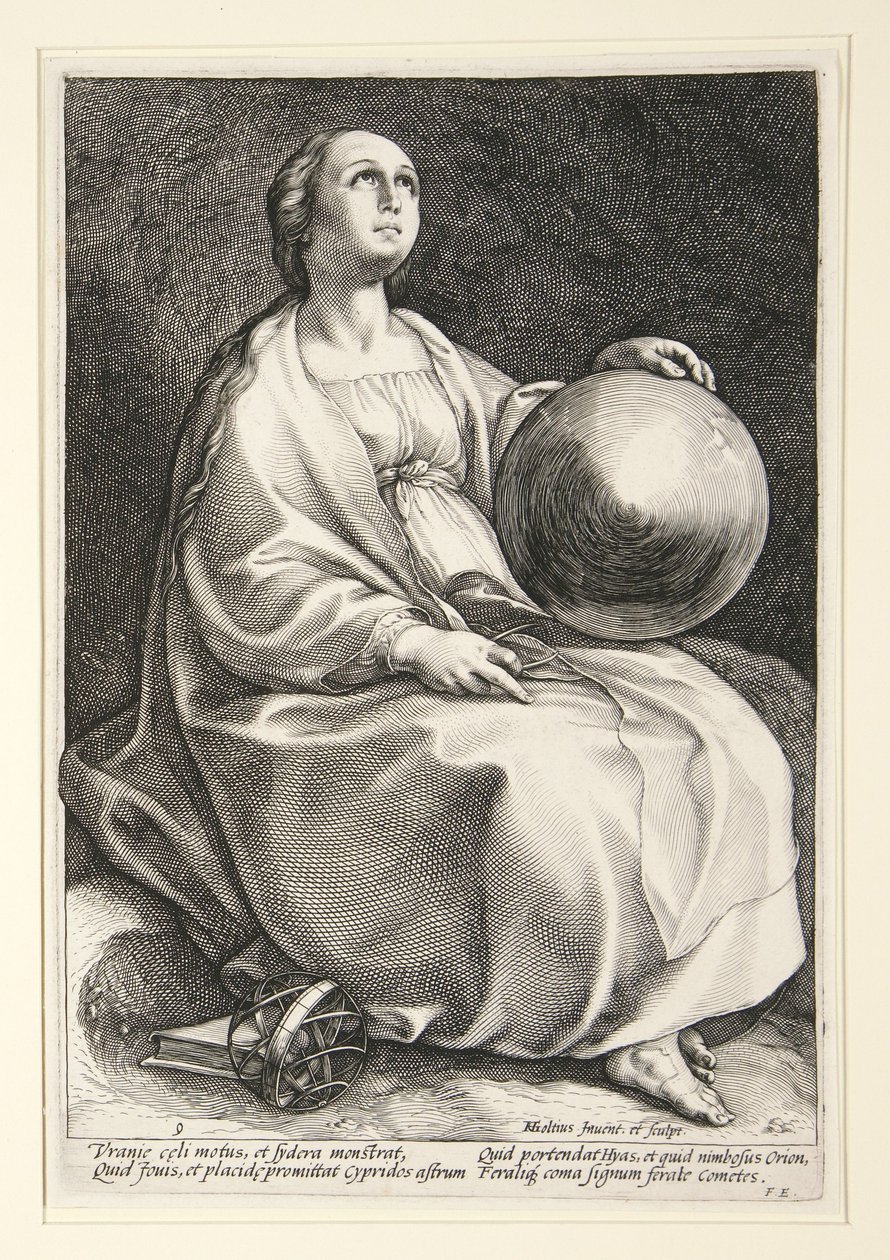 Urania, planche n° 9 de la série « Les neuf Muses » - Hendrick Goltzius