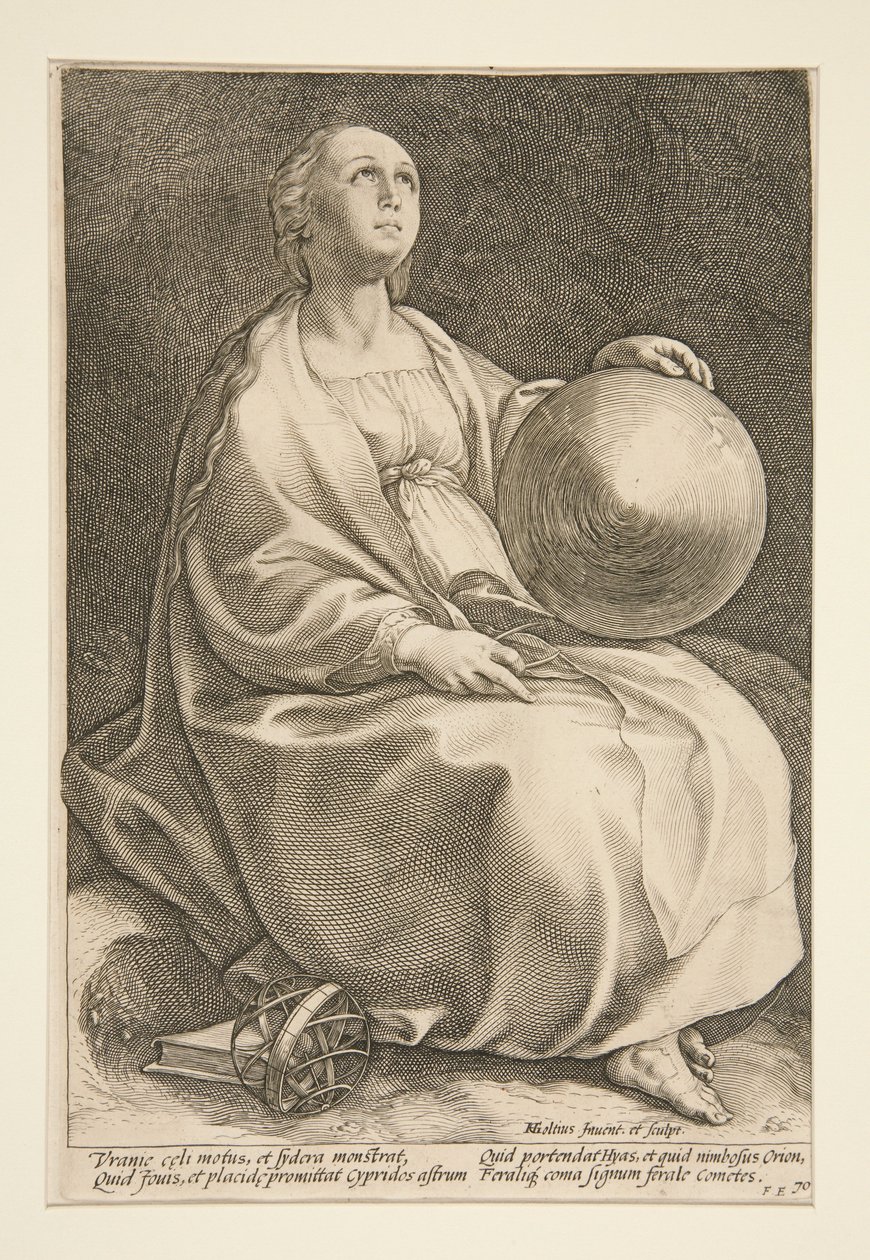 Urania, planche n° 9 de la série « Les neuf Muses » - Hendrick Goltzius