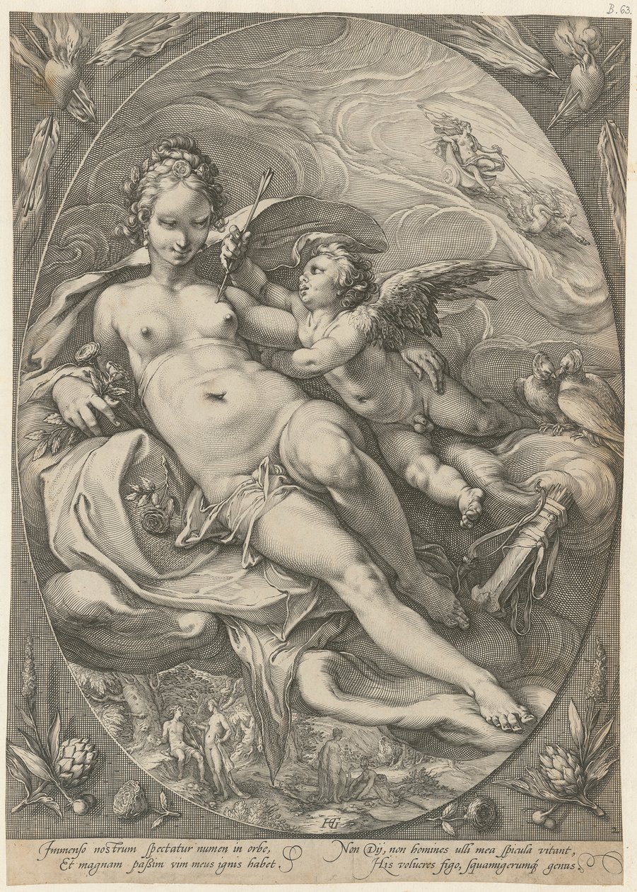 Vénus et Cupidon, feuille n° 2 de la série « Les trois déesses » - Hendrick Goltzius
