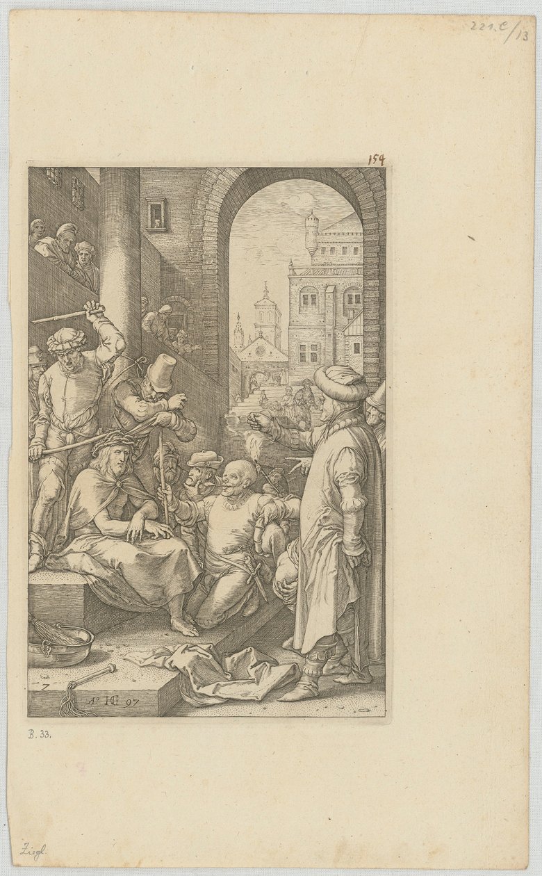 La moquerie du Christ, planche 7 de la série « La Passion » - Hendrick Goltzius