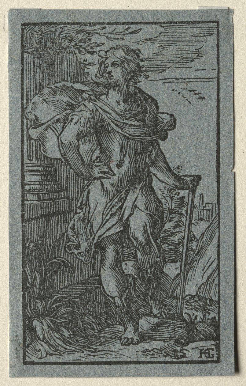 Jeune homme debout avec une canne - Hendrick Goltzius