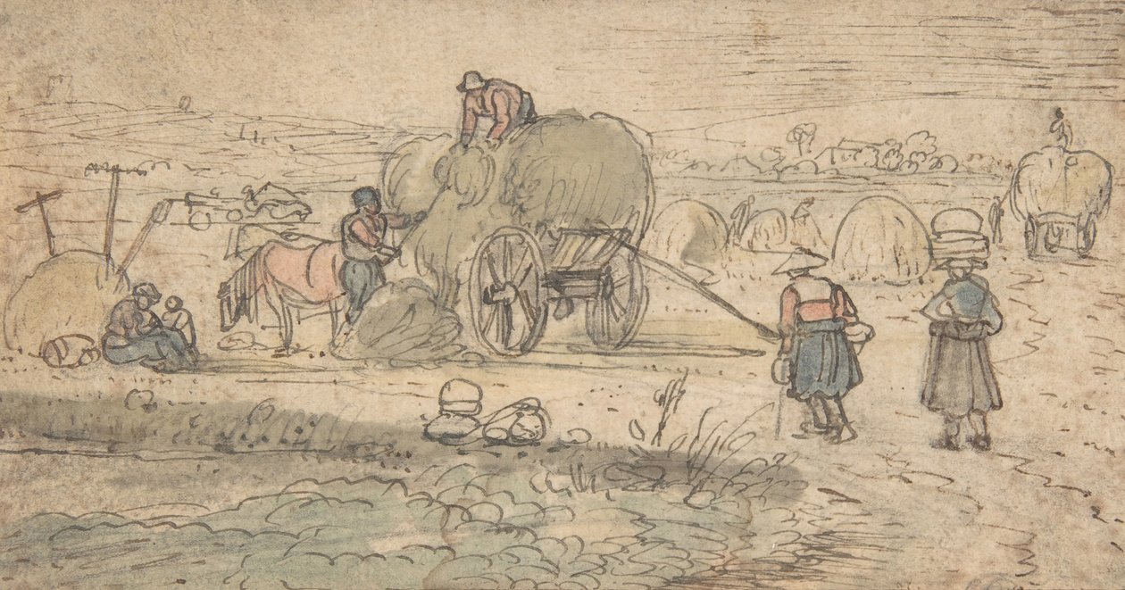 Paysans chargeant du foin, vers 1620 - Hendrick. Hendrick Avercamp,Avercamp