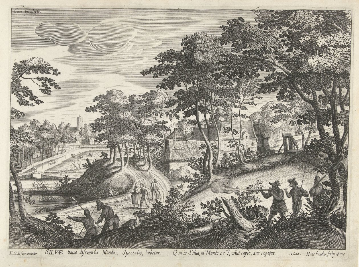 Paysage avec une scène de chasse - Hendrick Hondius (I)