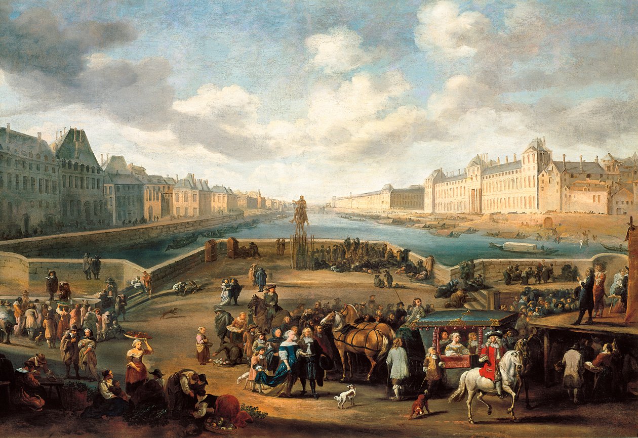 Vue de Paris avec le Louvre, prise du pont Henri IV (Pont Neuf) - Hendrick Mommers