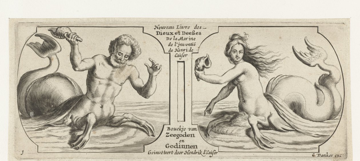 Deux compartiments, chacun avec un triton (Nouveau Livre des Dieux et Déesses de la Marine) - Hendrick de Keyser (I)