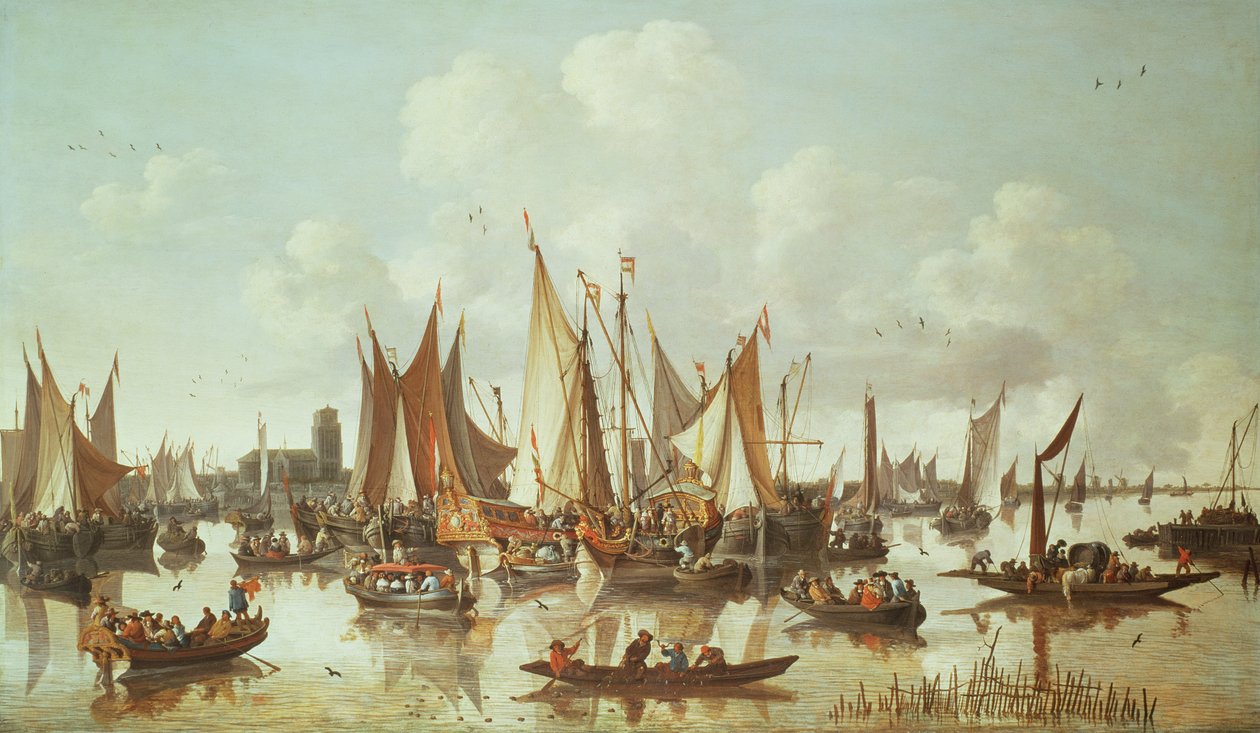 Navires hollandais au port de Dordrecht - Hendrick de Meyer