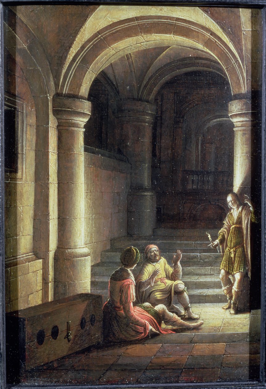 Joseph en prison interprétant les rêves du boulanger et du majordome, 1624 - Hendrik the Younger Steenwyck