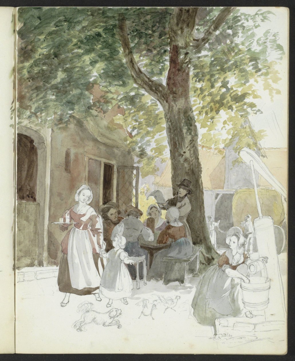 Rue de village avec un puits et des figures - Hendrik Abraham Klinkhamer