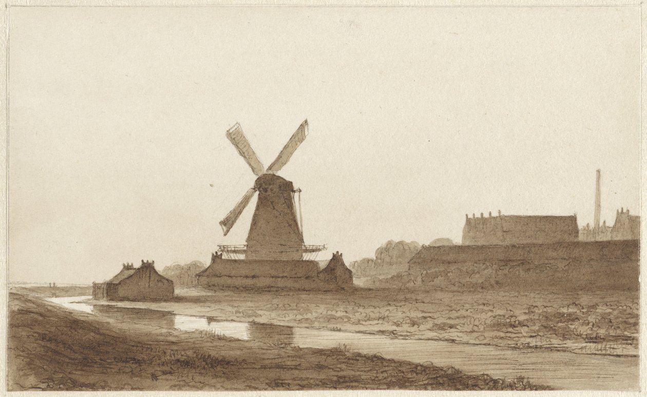 Moulin près du bastion Het Blauwhoofd à Amsterdam - Hendrik Abraham Klinkhamer